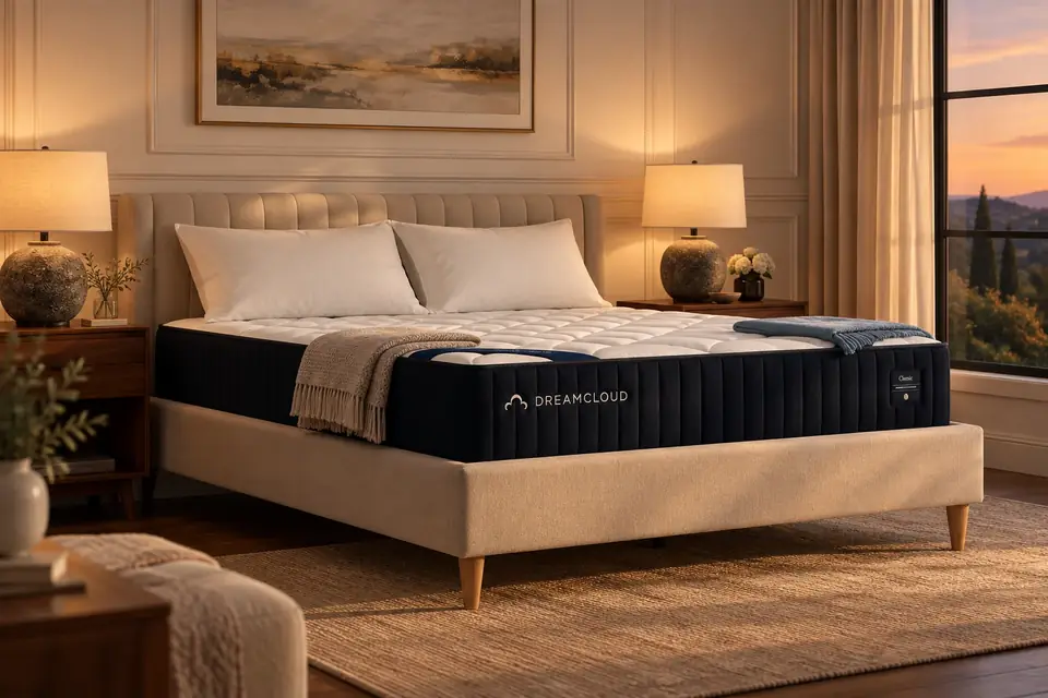 The DreamCloud Classic at work: a king mattress made up for two