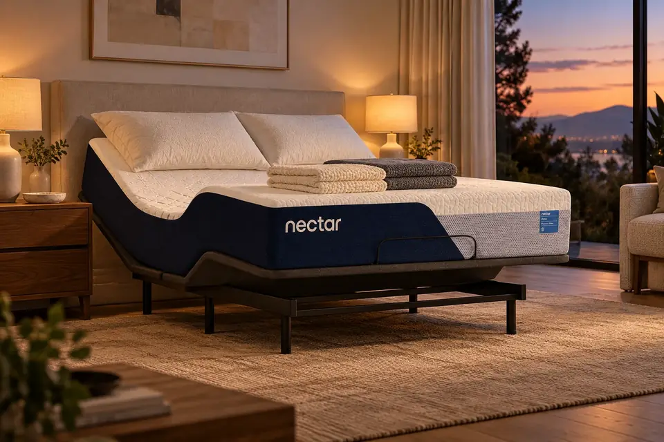 The Nectar Classic at work: a king mattress made up for two