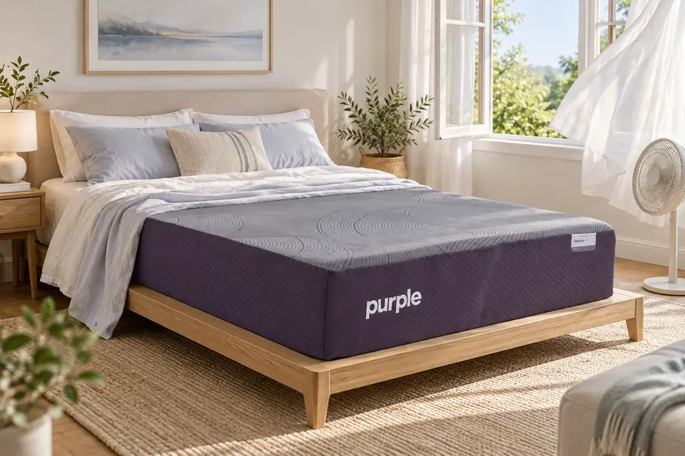 The Purple Plus at work: a cool mattress by an open window