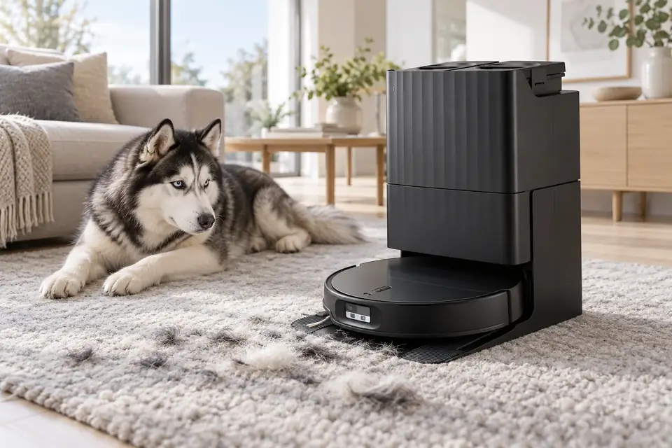 The Roborock Qrevo Edge 2 at work: pet-hair