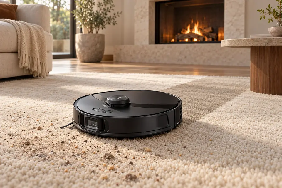 La Roborock S8 MaxV Ultra en acción: alfombra