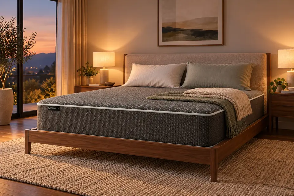 The Tuft & Needle Original at work: a king mattress made up for two