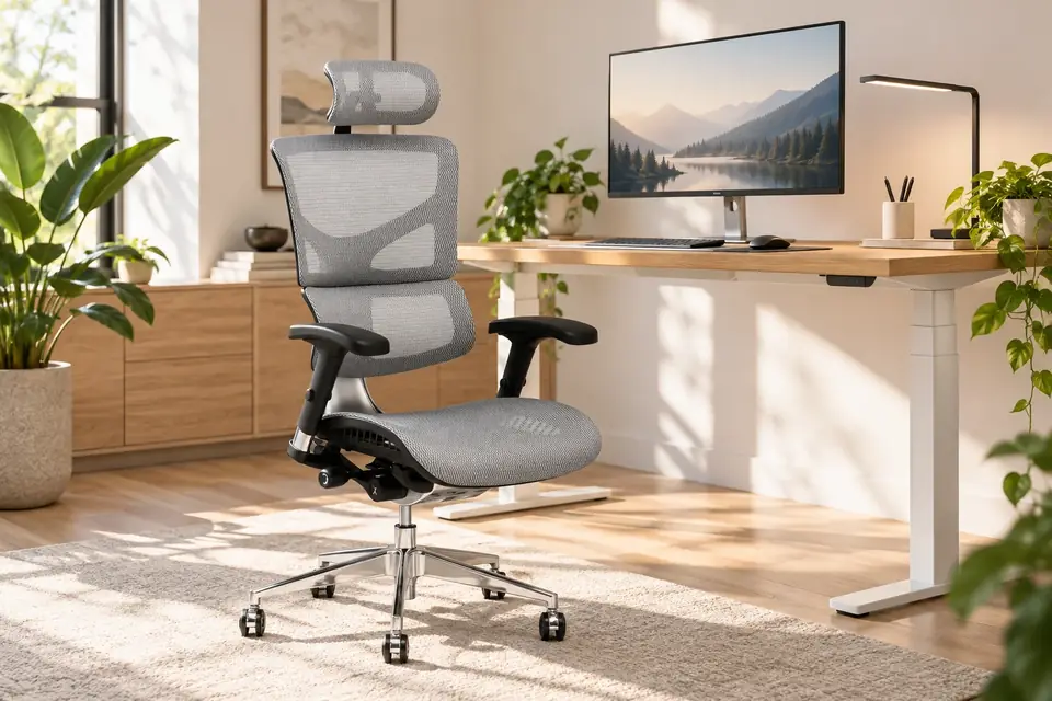 The X-Chair X2 at work: an ergonomic chair in a sunny home office
